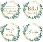 Personalized Custom Stickers Labels for Wedding Favors Birthday, Business Logo Customized Sticker.Waterproof, Fade & Heat Resistant and Cold Resistant. Pack of 100 to 1000. (Wreath 3, 6.5 Inch)