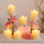 Lezonic Flameless Votive Candles Battery Operated with Remote and Timer, Pack of 6 (D:2" X H:2") LED Ivory White Long Lasting Flickering Wax Candles with Realistic 3D Flame