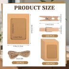 100 Pack Paper Picture Frames, 4x6 Inch Photo Strip Frame Hanging Photo Display Banner, Kraft Photo Holder with Wooden Clips and String for Wall Decor and Party Supplies