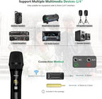 Bietrun Wireless Microphone Dynamic Mic System with Rechargeable Receiver, 1/4" Output, for Karaoke, Church, Speech, Wedding, Party Singing(160 ft Range)-Auto Connect