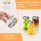 ComSaf 12 oz Mason Jars with Lids 6 Pcs, Regular Mouth Canning Jars with Seal Bands, 12 oz Glass Jar with lid for Soft Drinks, Juice, Jam, Jelly, Sauce, Dessert, Overnight Oats, Pickles