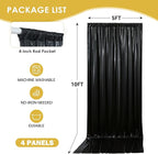 gogoparti 20x10FT Black Sequin Backdrop Curtain - 4 Panels of 5x10FT Wrinkle-Free Glitter Drapes for Photography, Birthdays, Weddings & Graduations