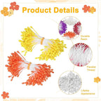 900-Pack Flower Stamens for Crafts, 5mm Double Heads Artificial Pearl Floral Pistil Mini Flower Pollens Stamens for DIY Making/Scrapbook Decoration [Orange and 5 Colors]