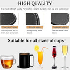 Custom Coasters Set of 6, Personalized Leather Coasters for Drinks with Holder, Customized Coasters Name, Photo, Logo for Coffee Table Bar Wine Cup Housewarming