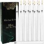12 Pack Halloween Taper Candles - 10 Inch White Ghost Face Smokeless Candles, Long-Lasting 7+ Hour Burn, Premium Wax for Spooky Decor & Parties