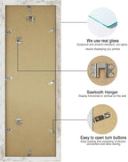 8x24 Picture Frame 2 Pack, Distressed White Wood Frame with Tempered Glass, Display Pictures Multiple Five 4x6 With Mat or 8 x 24 Without Mat - Horizontal or Vertical Wall Mounting