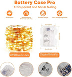 1 Pack 65.6 Ft. Battery Operated Outdoor String Lights with Remote & Timer, LED Warm White Fairy Lights, Waterproof Twinkle Lights for Bedroom, Dorm, Mason Jar, Wedding, Party, Christmas