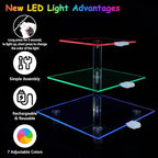Cupcake Stand for 24 Cupcakes, 3 Tier Cupcake Holder with Rechargeable LED, 7 Colors Light Cupcake Tower, Acrylic Dessert Table Display Set for Weddings, Christmas, Birthday, Parties