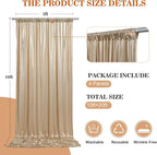 20x10ft Thick Champagne Glitter Backdrop Curtain Panels for Parties, Wrinkle Free Sequin Sparking Photo Backdrop Drapes, 4 Panels 5x10ft Shimmer Back Drop Cloth for Wedding Birthday Photography