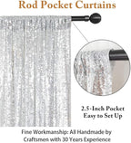 ShiDianYi Sequin Backdrop Silver 2 Panels 4FTx10FT Backdrops for Photography Shimmer Photo Backdrop for Birthday Sparkle Wedding Drapes Glitter Curtains Background