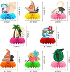 8Pcs Tropical Hawaiian Birthday Party Supplies, Tropical Luau Summer Honeycomb Centerpieces Cartoon Movie Theme 3D Table Decorations