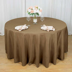Efavormart Round Tablecloth, 120 Inch Stain & Wrinkle Resistant Washable Table Cloth, Decorative Polyester Fabric Table Cover for Banquet, Wedding, Dining - Taupe