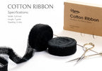 Black Ribbon 5/8" x 21 Yards with Frayed Fringe Fabric Cotton Ribbons for Gift Wrapping Wedding Invitations Flower Bouquet Baby Shower