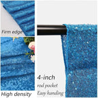 8ft x 8ft Aqua Blue Sequin Backdrop Curtain Sparkle Photo Backdrop for Wedding Birthday Baby Shower Wall Decorations