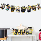 pinkblume Graduation Party Decorations Black and Gold Grad Photo Banner Congrats Grad Photograph Bunting Garland for 2025 Graduation Celebration Party Decorations Supplies