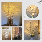 PEIDUO Lighted Brown Branches with Timer, 30Inch 3PK 60 LED Pathway Lights, Willow Branch Lights for Home Decorations Indoor Apartment Outdoor Stake Lights for Lawn