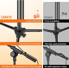 CAHAYA Mic Stand Tripod Boom Arm Floor Microphone Stand Height Adjustable with Carrying Bag and 2 Mic Clips 3/8" to 5/8" Adapter for Singing Performance Podcast