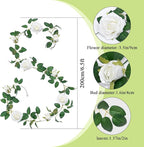 U'Artlines 3 Pack Artificial White Rose Vines Floral Garlands Total 19.5 Ft Fake Vine Silk Flower Garland for Indoor Outdoor Home Wedding Arch Garden Wall Decoration