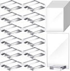Yulejo 12 Pcs Clear Acrylic Place Cards with 12 Acrylic Holder Wedding Table Numbers with Acrylic Stand DIY Table Name Cards Plates for Wedding Reception Banquet Decors (4 x 6 x 0.08 Inch)