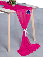 MDS Halloween Chiffon Table Runner - 5 Pack, 29 x 120 Inches, 10ft Each - Sheer Spooky Table Runners for Haunted House Parties, Trick-or-Treat Tables, Witchy Décor, Wedding & Events - Hot Pink