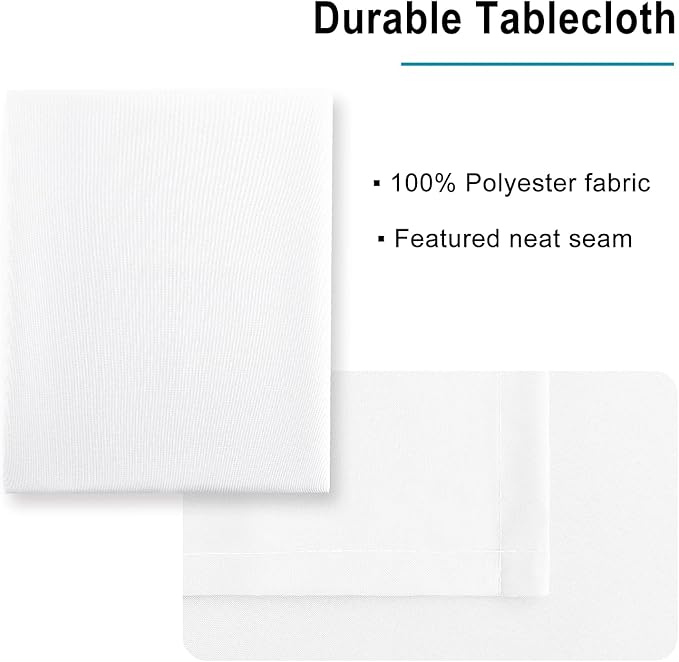 Hiasan White Rectangle Tablecloth - Waterproof Washable Polyester Fabric Table Cloth for Party, Wedding, Banquet and Restaurant, 90 x 156 Inch