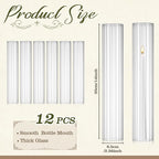 12 Pcs Hurricane Glass Candle Holders 2.5 x 14 Open Ended Tube Ribbed Shade Bottomless Chimney Cylinder Taper Candle Cover for Wedding Anniversary Table Centerpiece