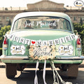 Tallew 4 Sets Just Married Car Decorations Ornate Magnets 12 x 7.5, Wedding Day Car Window Decals 5.1 x 22.4, Just Married Sign Banner Decorations for Honeymoon Wedding