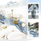 Aktor 4 Pack Dusty Blue Table Runner Boho Cheesecloth Table Runner Semi Sheer Gauze Fabric Runners for Wedding Birthday Baby Shower Party Boho Table Decoration（Dusty Blue）