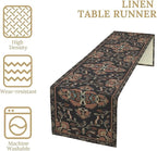 Boho Paisley Farmhouse Table Runner, Vintage Red Blue Retro Flower Rustic Country Style Floral Print Pattern for Home Kitchen Table Decor Dining Coffee Room Garden Party Decor 13x60in