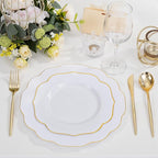 bUCLA 180PCS White and Gold Plastic Plates Disposable - White with Gold Rim Dinnerware Set Include 30 Guests Dinner & Dessert Plates, Cups, Cutlery Set for Wedding, Party & Thanksgiving Table Decor
