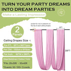 PartyVillage 2 Panels 5ftx30ft Baby Pink Ceiling Drapes for Wedding Parties – 30 FT Extra Long Thick Polyester Wrinkle-Free Drapery Tent Decor Decorations for Birthday Party Ceremony Stage Swag