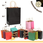 qiqee 200Pcs Paper Gift Bags with Handles - 8.3"x6"x3.15" Small Party Favor Bags Multiple Uses - 16 Solid Colors