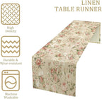 Lovely Rose Table Runner, Red and White Vintage Rose Delicate Floral Natural Pattern Long Table Restaurant Kitchen Holiday Party Decoration,13in（33cm） W * 90in（229cm） L