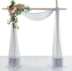 VDS Pack of 2 Panel (30 Inch X 50 Feet) Wedding Arch Draping Fabric Sheer Chiffon Fabric Drapery for Wedding Ceremony Reception Swag Backdrop Canopy Chuppah ARBO Altars Decoration (Cool Grey)