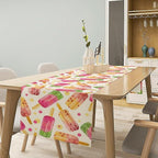 Ice Cream Popsicles Table Runner, Watercolor Summer Seasonal Fruit Peach Kiwi Berry Popsicles Orange Pink Sweet Dessert Dinner Runner for Party Holiday Home Kitchen Dining Table Decor 13"x60"