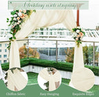 Wedding Arch Draping Fabric, 4 Panels 28" x20ft Ivory Wedding Arch Drapes, Sheer Chiffon Curtain Arbor Drapery Ceiling Drapes Sheer Backdrop Curtains for Wedding Ceremony Party Ceiling Decor