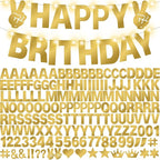 167Pcs DIY Glitter Customizable Banner Kit Custom Banner Happy Birthday Letter Banners Personalized Banners Decor for Christmas Baby Shower Birthday Party Decorations Supplies(Shiny Gold)