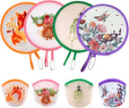 4 Styles Animal Flowers Round Foldable Hand Fan Japanese Foldable Fan Handheld Foldable Compact Cooling Fans,Round Folding Fan for Outdoor Games,Xmas Decoration,Festival,Party Favors,Travel,Events