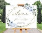 Greenery Wedding Welcome Sign, Dusty Blue Roses To The Wedding Of Signs