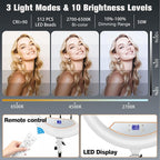 Ring Light 22inch Kit: Ring Light Tripod for iPhone ipad,with 75" Tripod/LCD Display/4 Phone Tablet Clips/2 USB Ports,LED RingLight for Barber Makeup Tattoo TikTok Video Recording Vlog (White)