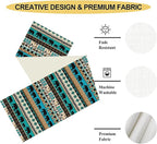 Boho Table Runner, Rustic Aztec Blue Teal African Elephant Tribal Ethnic Native Farmhouse Table Center Decor for Home Kitchen Dining Patio Holiday Party Indoor Outdoor Table Decorations, 13"x72" Inch