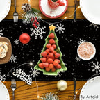 Artoid Mode Black Snowman Snowflake Let it Snow Winter Table Runner, Christmas Kitchen Dining Table Decoration for Home Party Decor 13x72 Inch