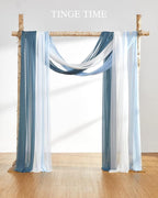 TINGE TIME 3 Panels Wedding Arch Draping Fabric, 30" x 20ft Gradient Blue Chiffon Fabric Drapery Sheer Backdrop Curtain for Weddings Ceremony Party Decoration,Wedding Arch Drapes for Weddings Ceremony
