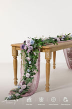 Ling's Moment Flower Garland - 6FT Eucalyptus & Rose - Sweetheart Table Decor for Wedding Reception, Artificial Floral Garland for Arch Mantle, Christmas, Backdrop Decoration, Purple