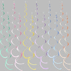 36 Pcs Pastel Hanging Swirl Decorations Pastel Color Felt Swirl Streamer Spiral Ceiling Decorations Garland for Macaron Colorful Birthday Wedding Baby Shower Easter Party Supplies