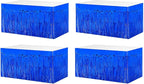 4 Pack 29x108 Inch Metallic Foil Fringe Tinsel Table Skirts for Rectangle Tables Streamer Curtains Backdrop for Wedding, Birthday, Parade Floats, Christmas, Halloween Party Decoration(Blue)
