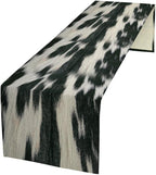 Rustic Cow Skin Print Table Runner, Country Farm Animal Fur Skin Pattern Western Style Brown Cowhide Print Cotton Linen Cottage Dinner Runner for Home Kitchen Dining, 13x70 Inch