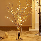 Fudios Lighted Branches Snow Dusted with Timer 100 LED 32IN, Artificial Tree Branch with Lights for Home Bedroom Fireplace Mantle Christmas Holiday Decoration