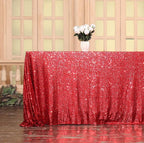SquarePie Sequin Tablecloth 90 x 132 Inch Red Sparkly Table Linen for Christmas Wedding Party