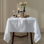 Talasily Linen Tablecloth 100% Pure Linen Table Cloth 60x108 Inches Rectangle Tablecloths Washable Cloths for Kitchen, Dining, Buffet Parties, Holidays, Picnic, Weddings and Restaurants-White